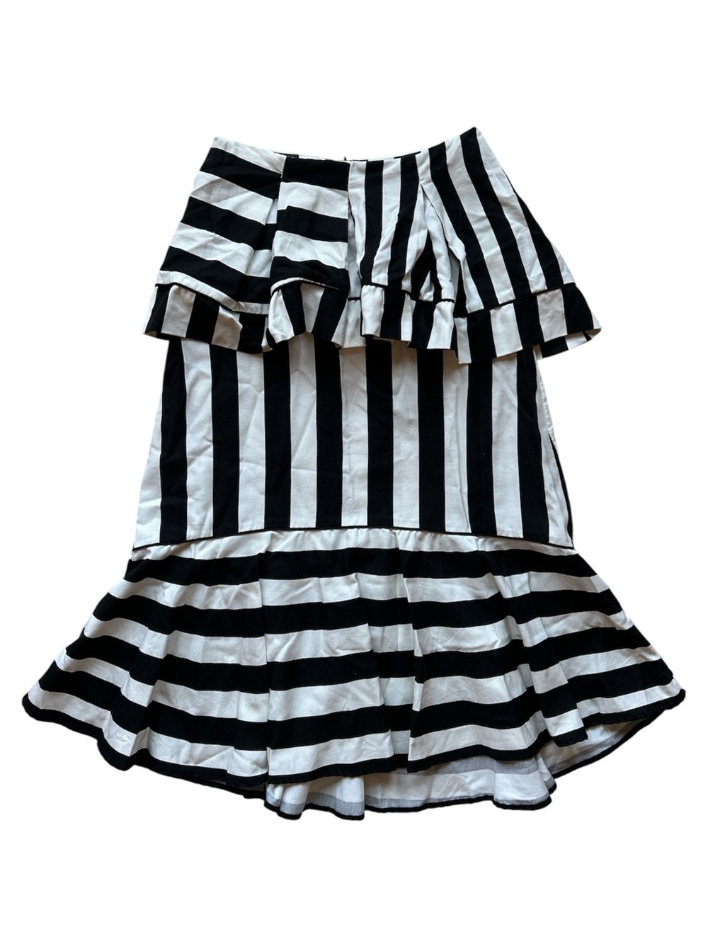 FARM Rio Mixed Stripes A-Line Black and White Ruffled Midi Skirt NWT Size XL - Picture 7 of 9